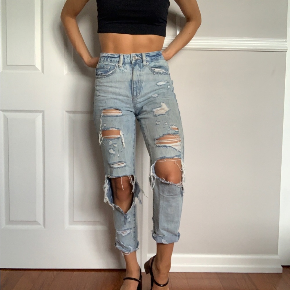 Garage distressed mom jeans